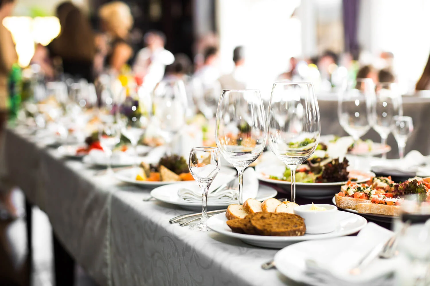 sparkling glassware stands long table prepared wedding di 1